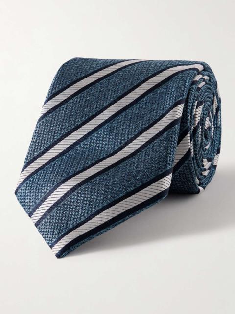Canali 8cm Striped Silk-Jacquard Tie