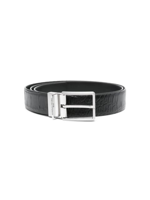 EMPORIO ARMANI embossed-crocodile leather belt