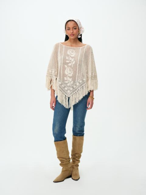 For Love & Lemons Rosewood Crochet Poncho