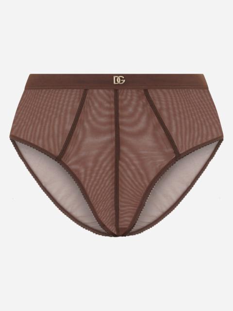 Dolce & Gabbana High-waisted tulle briefs with DG logo