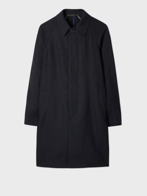 Paul Smith Navy Linen Raglan Mac