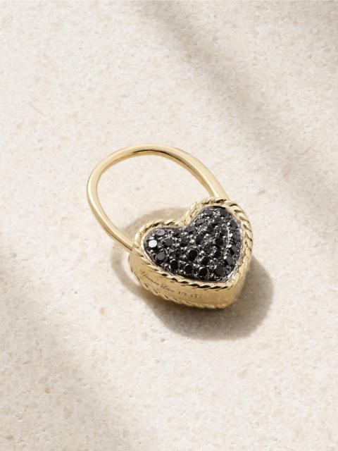 Yvonne Léon Créole Cadenas Coeur 9-karat gold diamond single earring Black