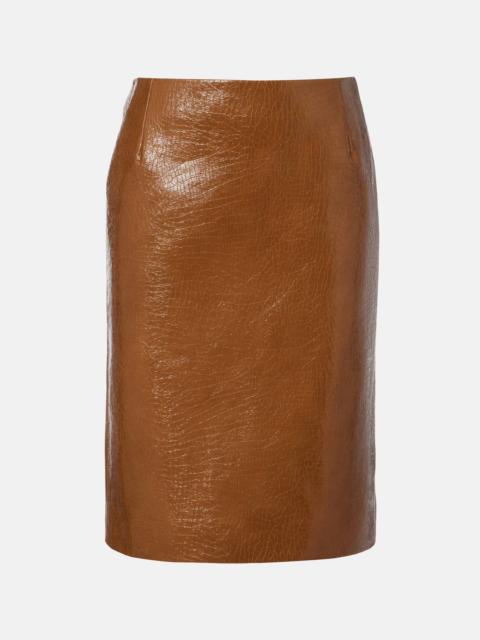 GUCCI Embossed leather pencil skirt