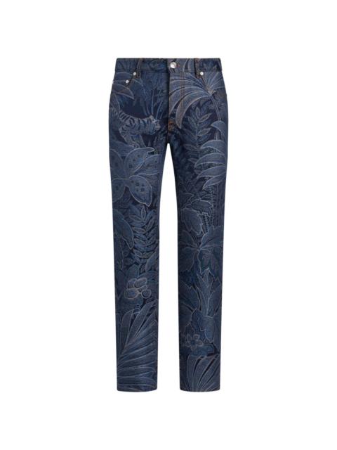 Etro botanical-jacquard straight-leg jeans