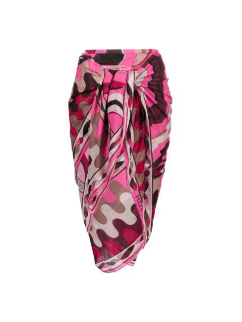 geometric swirl-print sarong