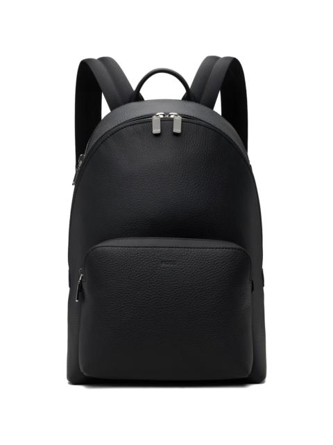 BOSS Black Embossed-Logo Leather Backpack
