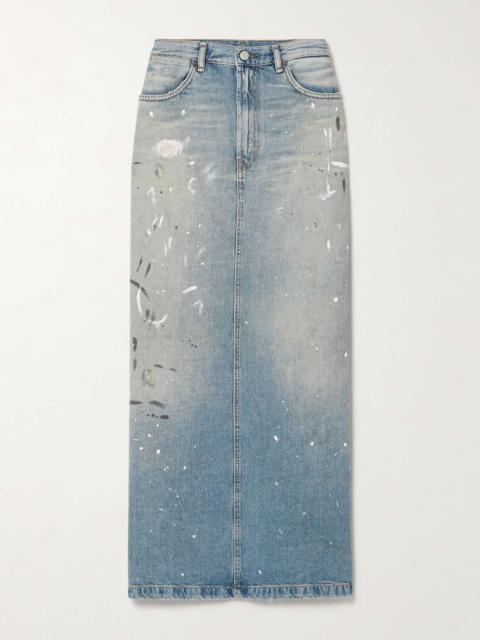 Acne Studios Paint-splattered denim maxi skirt