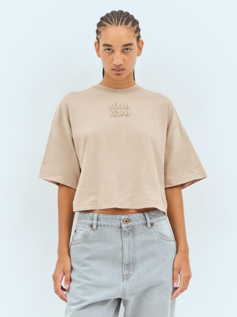 Miu Miu Miu Miu Women Logo Embossed T-Shirt | luosophy