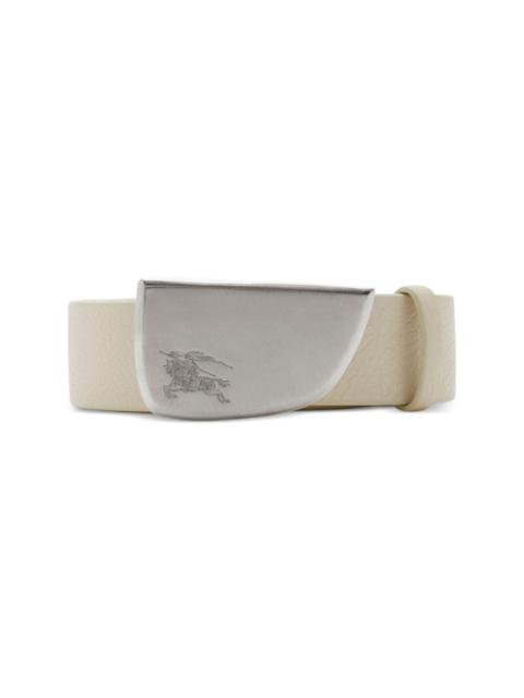 Shield leather belt