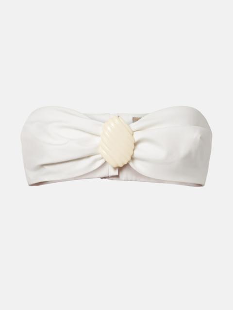 ADRIANA DEGREAS Embellished cotton-blend bandeau top