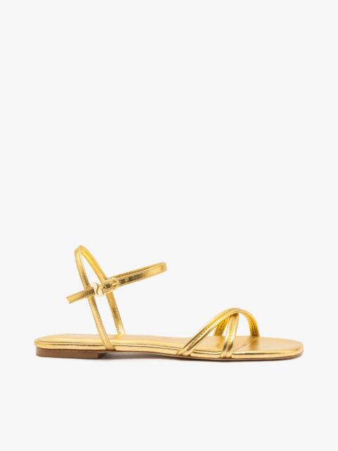 Annie Sandal Ankle Tie In Gold Metallic Leather