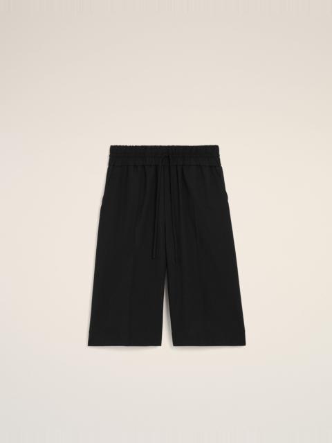 AMI Paris BLACK LARGE ELASTICATED WOOL BERMUDA SHORTS