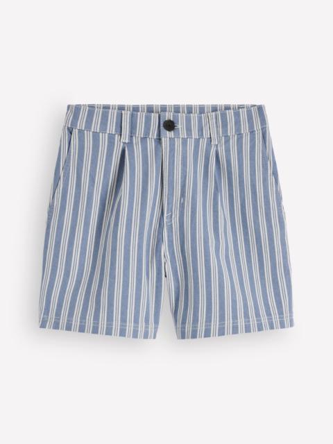 BODEN Pleat Front Denim Shorts-Stripe