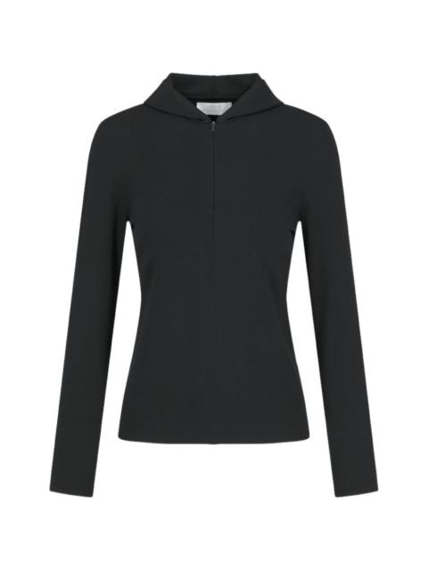 AMOMENTO half zip-up knit hoodie