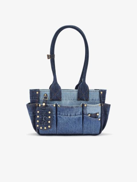GANNI SMALL POSY BAG IN BLUE DENIM