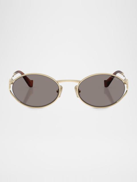 Miu Miu Logo 54mm Metal Round Sunglasses