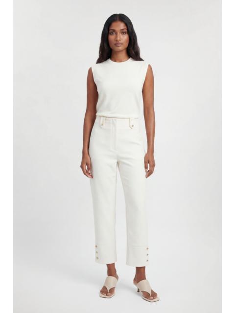 KAREN MILLEN Compact Stretch Button Detail Straight Leg Trouser