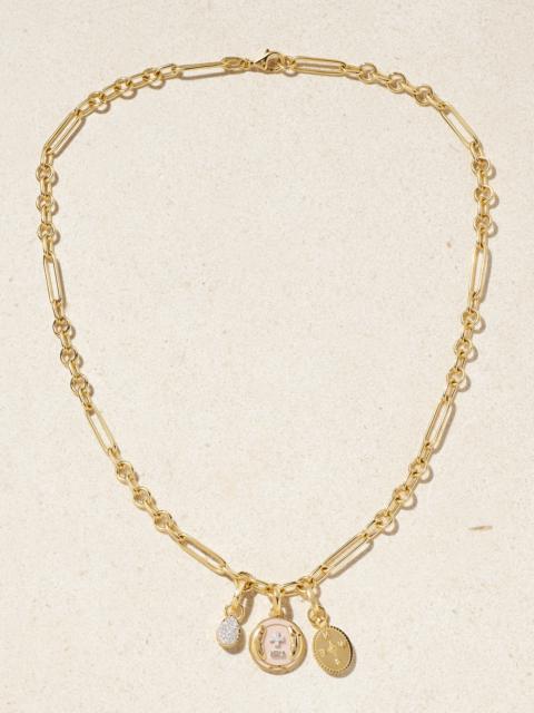 FOUNDRAE Vivacity & Internal Compass 18-karat Gold, Enamel And Diamond Necklace