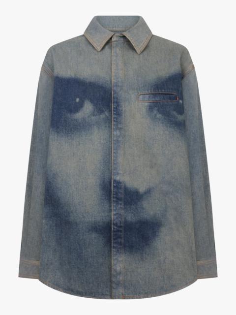 Jean Paul Gaultier FACE PRINT OVERSIZED DENIM SHIRT | INDIGO