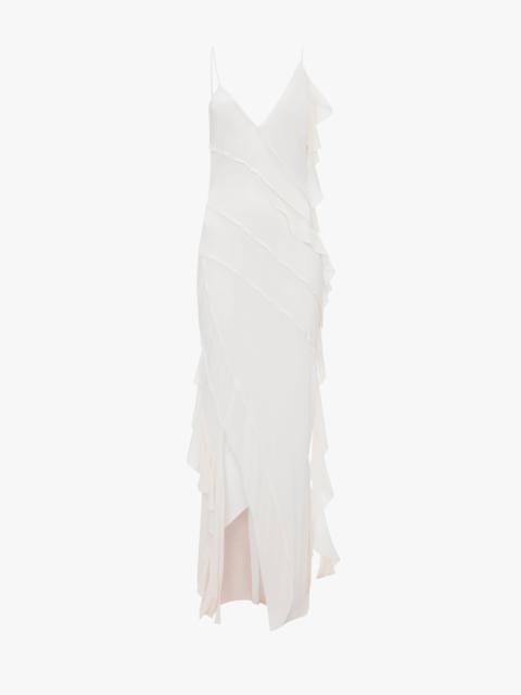 Victoria Beckham Exclusive Asymmetric Bias Frill Dress In Ivory