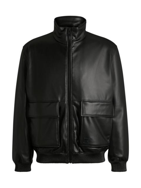 HUGO FAUX-LEATHER JACKET WITH STACKED LOGO