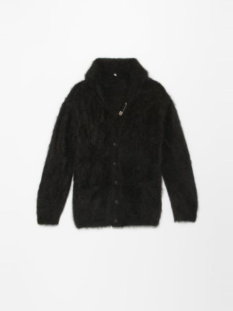 R13 SHAWLED CASHMERE DISTRESSED EDGE CARDIGAN - BLACK