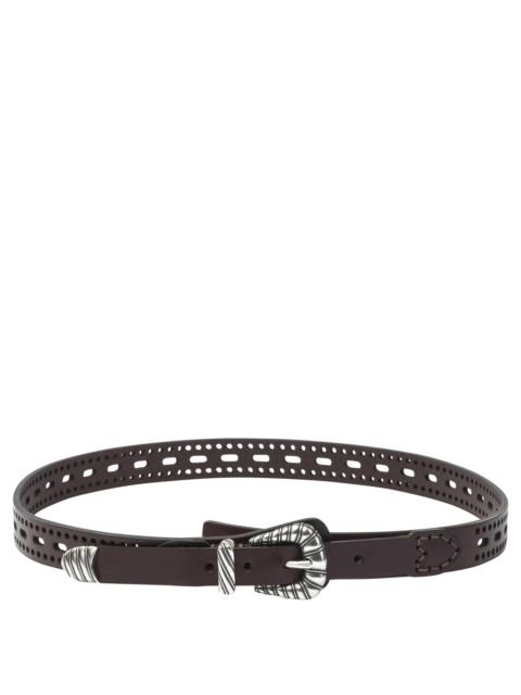 Etro Leather Belt With Perforated Details Belts Brown