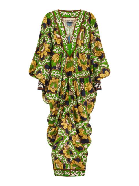 ALÉMAIS Liana V Neck Silk Midi Dress