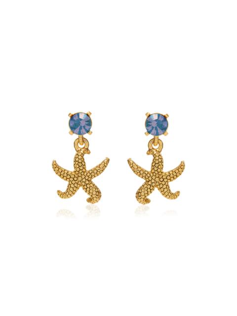 Crystal Starfish Drop Earrings blue