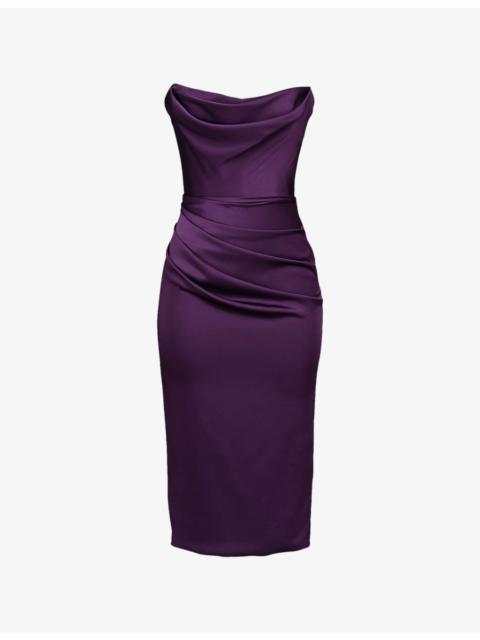 House of CB Santana Corset Strapless Woven Midi Dress
