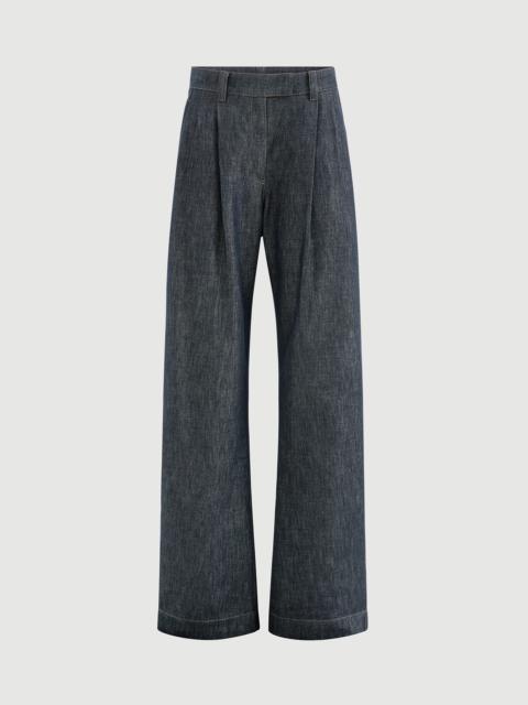 Brunello Cucinelli Sparkling no-fade denim loose curved trousers with monili