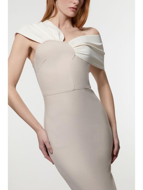 KAREN MILLEN Figure Form Bandage Asymmetric Strap Knit Midi Dress