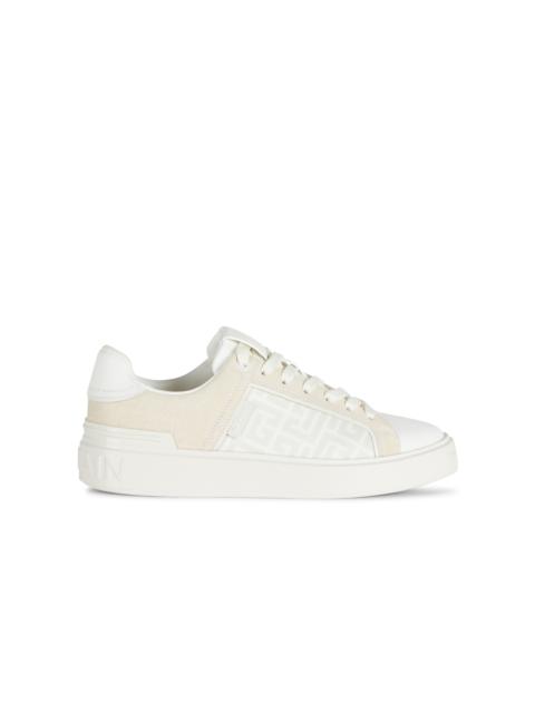 Balmain B-Court monogrammed nylon and leather trainers