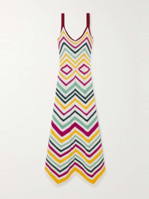 Dazzling striped crocheted cotton maxi dress