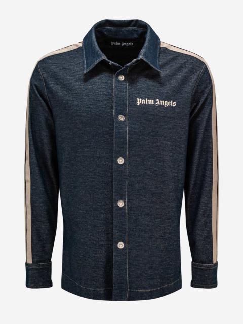 Blue Denim-Effect Shirt with Stripes