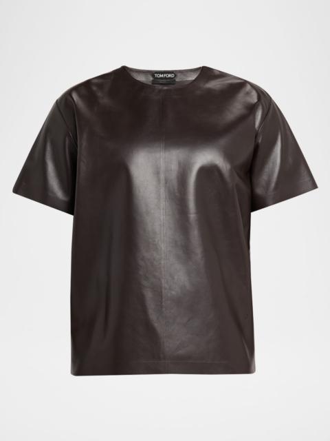 TOM FORD Men's Napa Leather Short-Sleeve Shirt