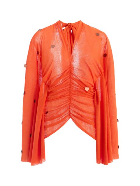SIEDRÉS Exclusive La Isla Embellished Jersey Top orange