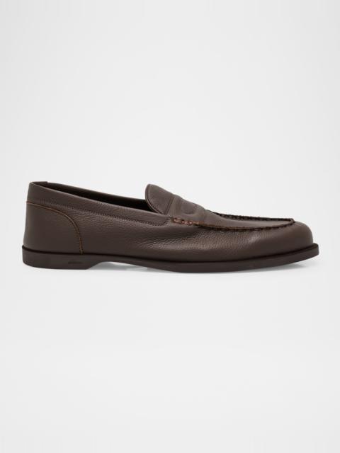 John Lobb Men's Pace Grained Leather Penny Loafers