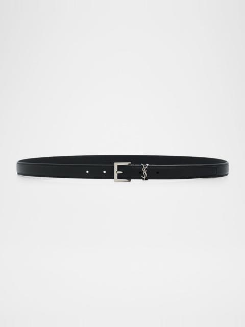 SAINT LAURENT Men's Cassandre Leather Belt