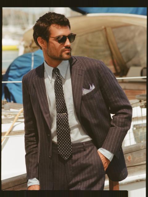 J. PRESS MADE-IN-USA NAVY CHALK STRIPE LINEN SPORT COAT