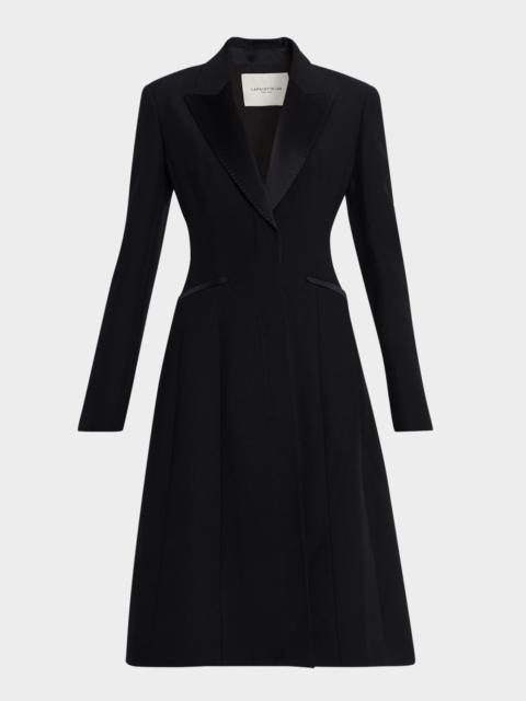 Lafayette 148 New York Satin-Trim Crepe Tuxedo Midi Dress
