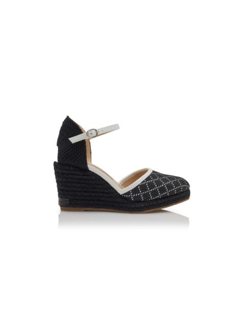 Manolo Blahnik Black and White Raffia Espadrilles
