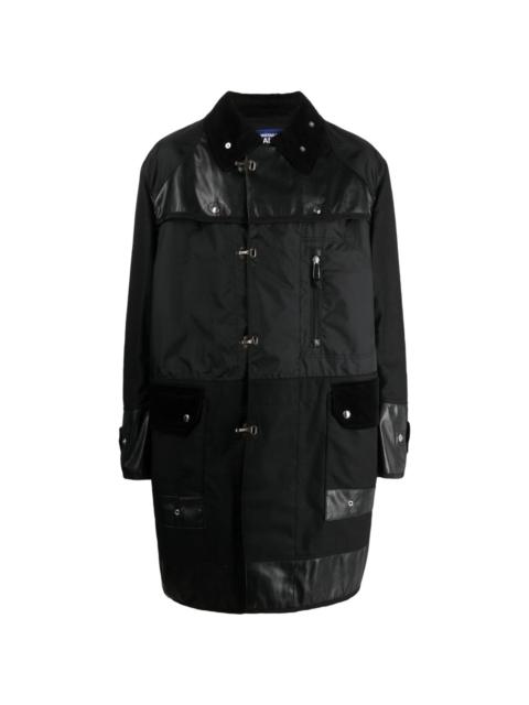 panelled single-breasted parka