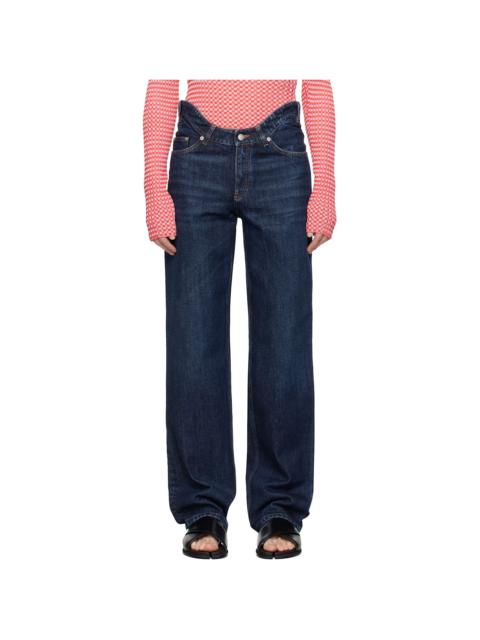 Jean Paul Gaultier Blue 'The Curved Denim' Jeans