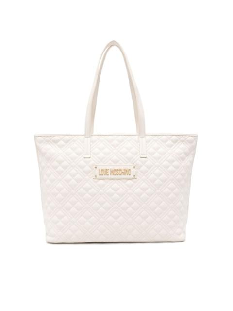 Moschino logo-lettering quilted tote bag