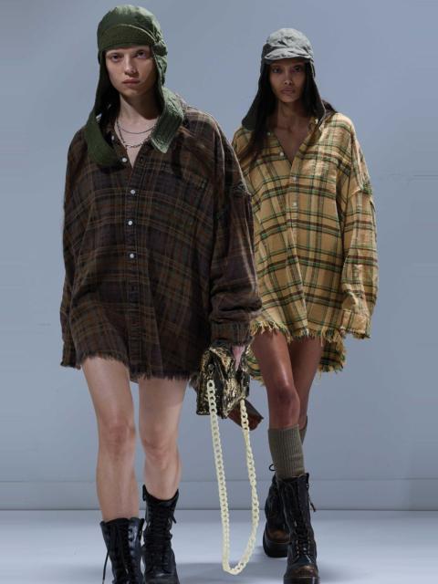 R13 SHREDDED SEAM DROP NECK SHIRT