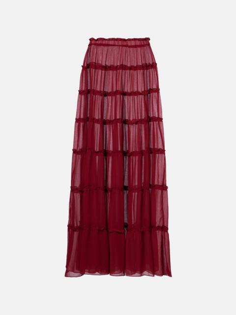 BANANHOT Elma tiered semi-sheer maxi skirt