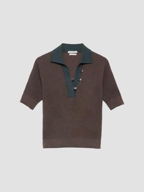 JW Anderson Women's Textured Cotton-Blend Polo Sweater - Military Green