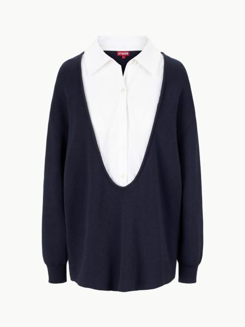 STAUD COAST SWEATER NAVY WHITE