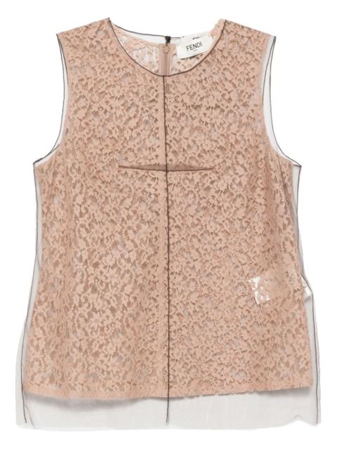 FENDI floral-lace top